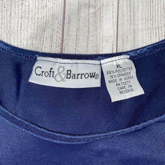 Croft & Barrow Women XL short sleeve Crewneck stretchy top Navy Blue - Picture 5 of 8